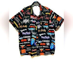 Colorful Vintage Rock Band Logo  Graphic Casual Shirt